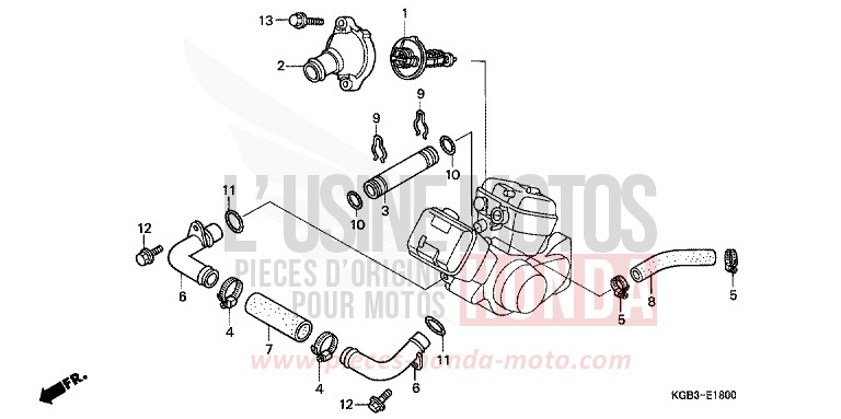 WASSERSCHLAUCH von Shadow VT125C FUTURE GRAY METALLIC (NH398) von 1999